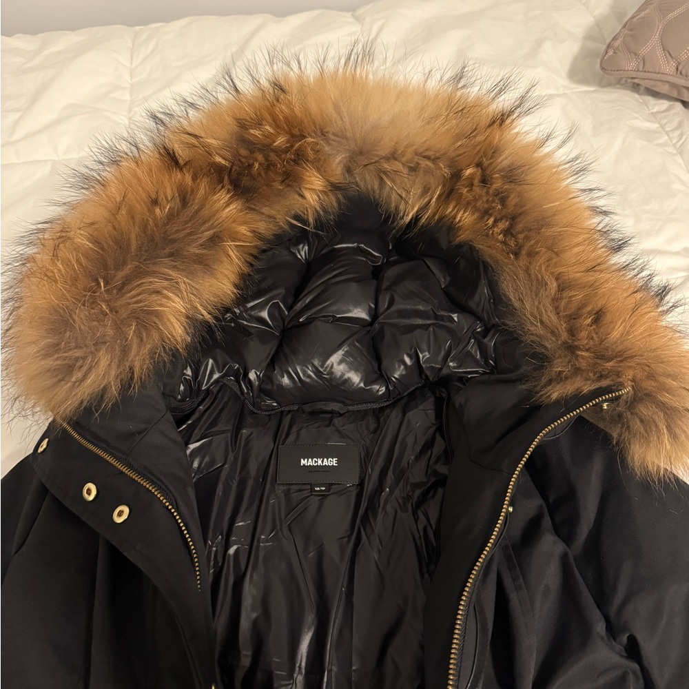 Mackage Women's Black Puffer Coat with Fur Trim